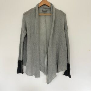 Wooden Ships Gray Open Front Wool Mohair Blend Cardigan Sweater High Lo Hem S/M